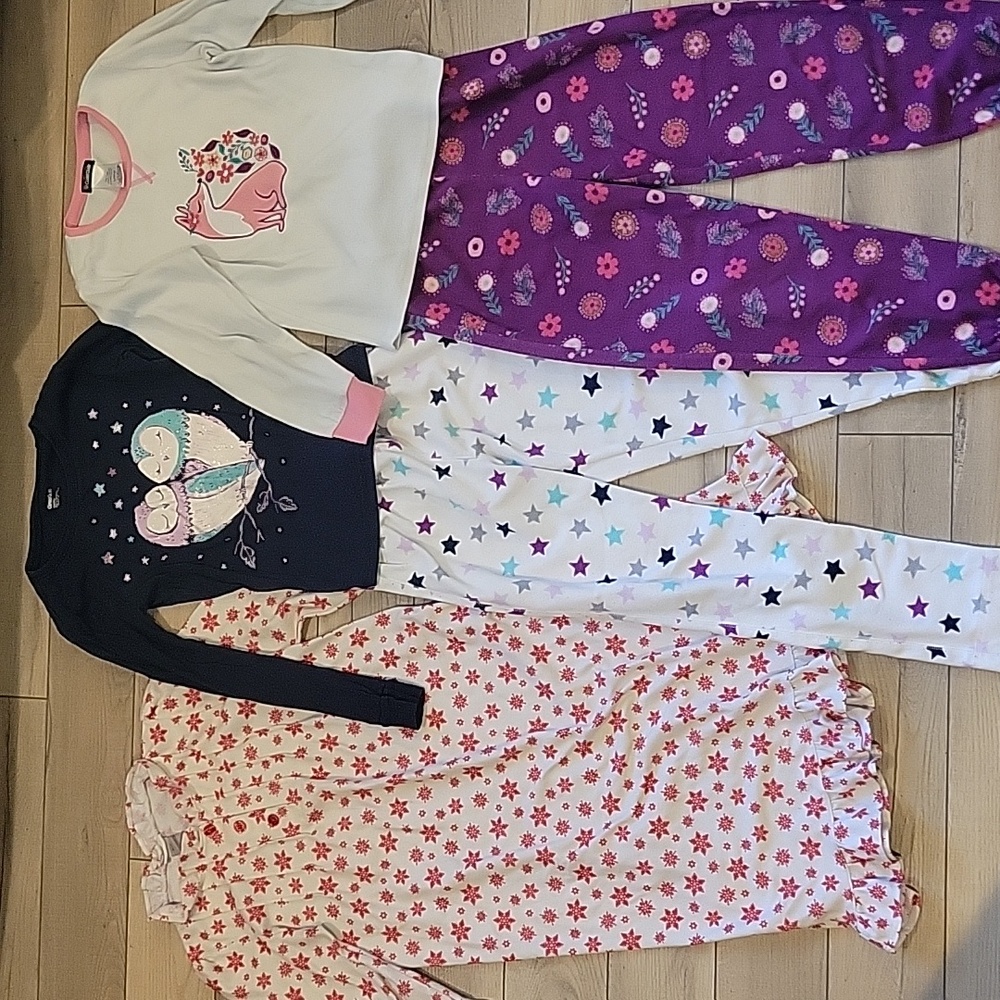 Lot of 3 Girls Fleece Pajamas Size 10 / 12